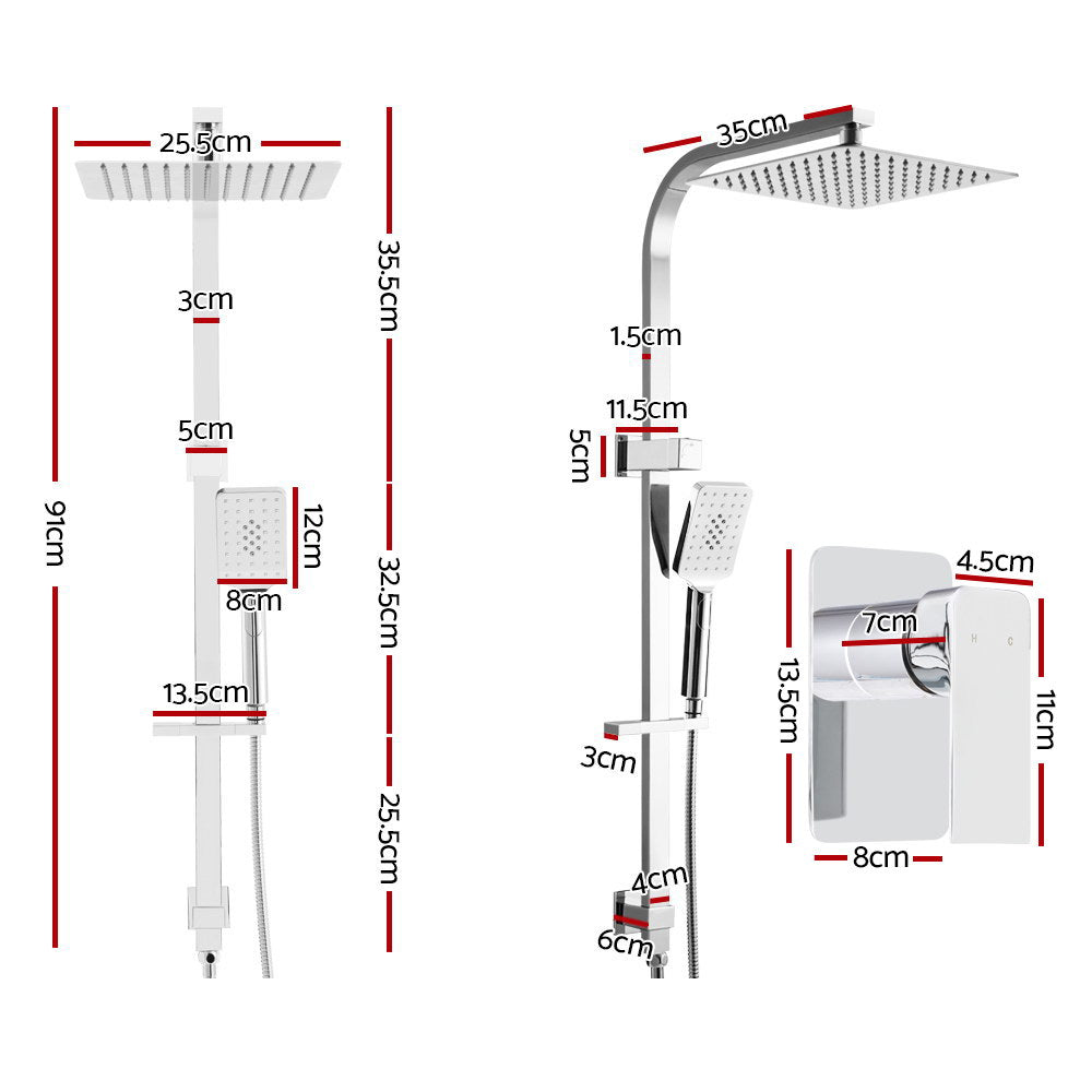 Cefito 10'' Rain Shower Head Set Handheld Square High Pressure Mixer Tap Chrome