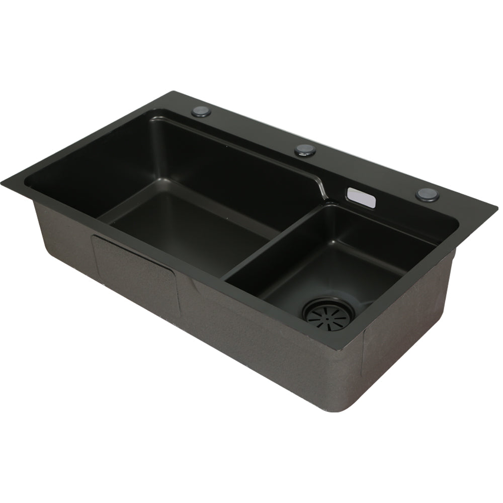 Cefito Kitchen Sink 75X45CM Stainless Steel Basin Single Bowl Drain Part Black