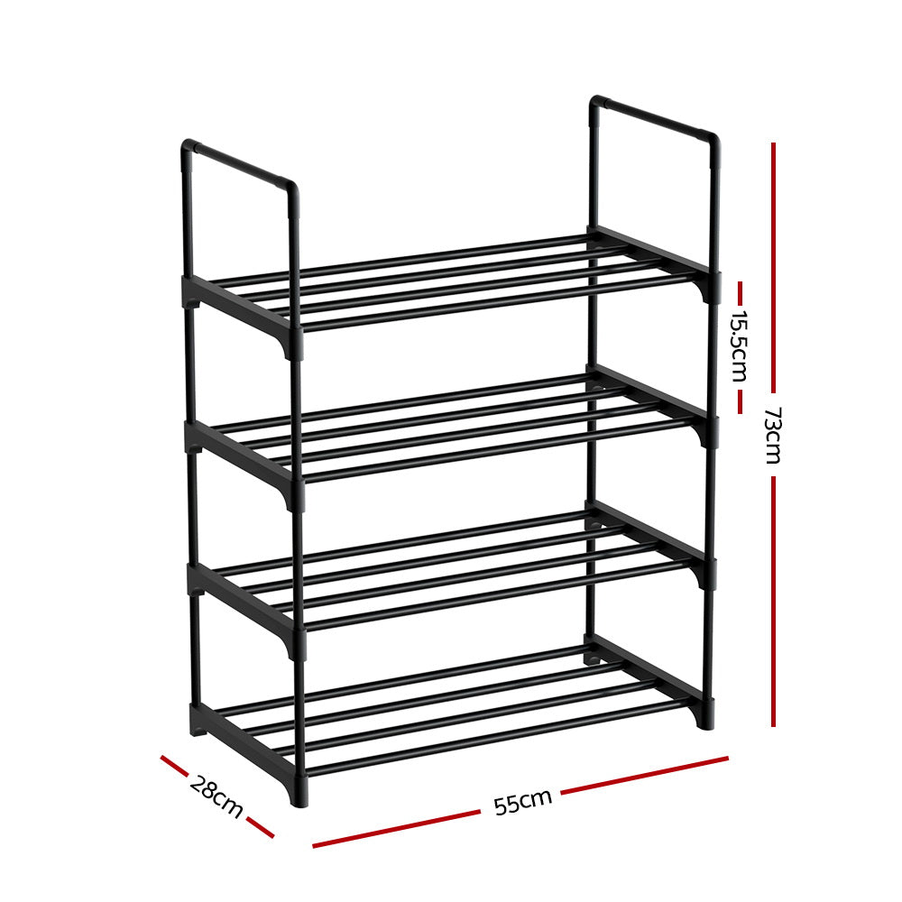 Artiss Shoe Rack 4-tier 12 Pairs Stackable Black