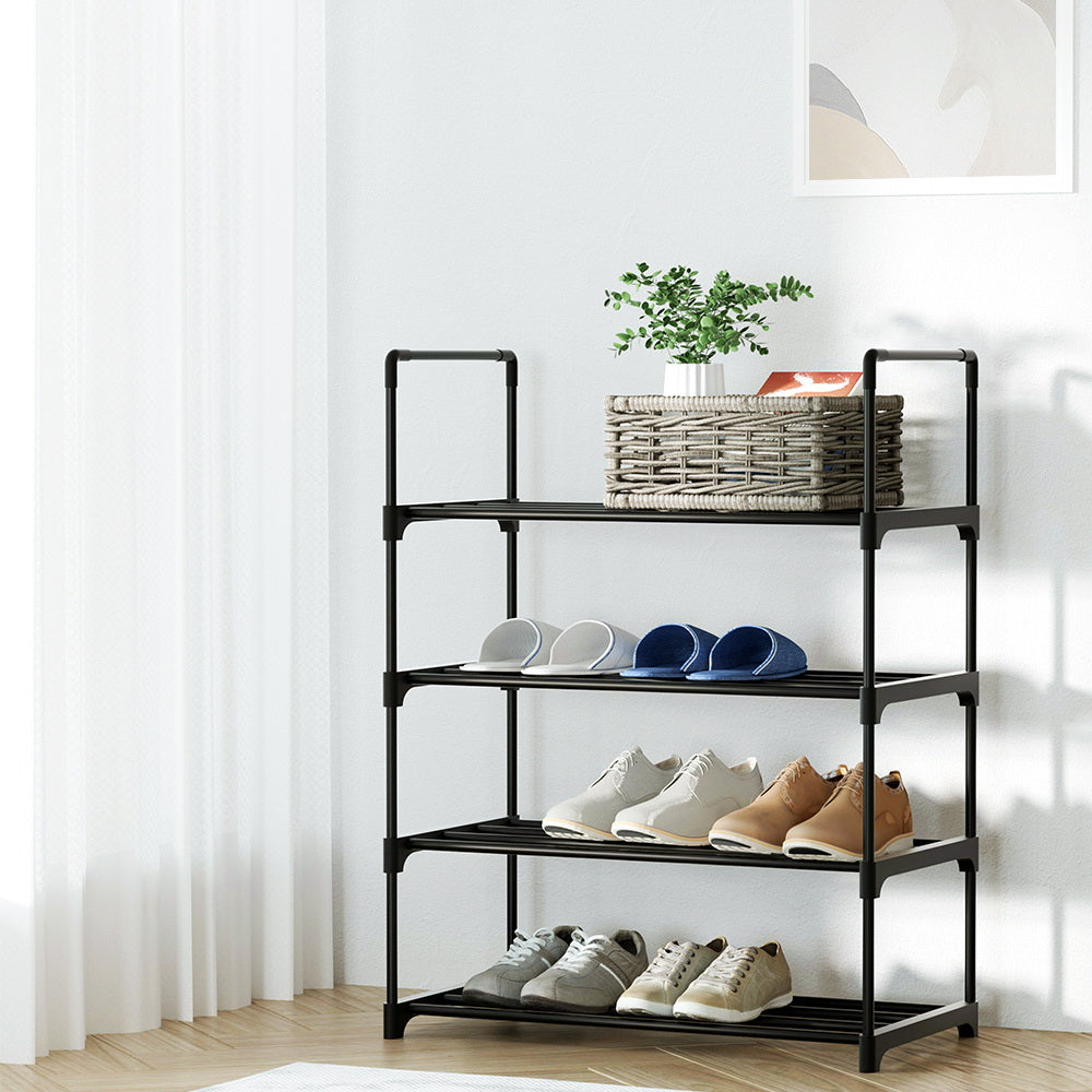 Artiss Shoe Rack 4-tier 12 Pairs Stackable Black