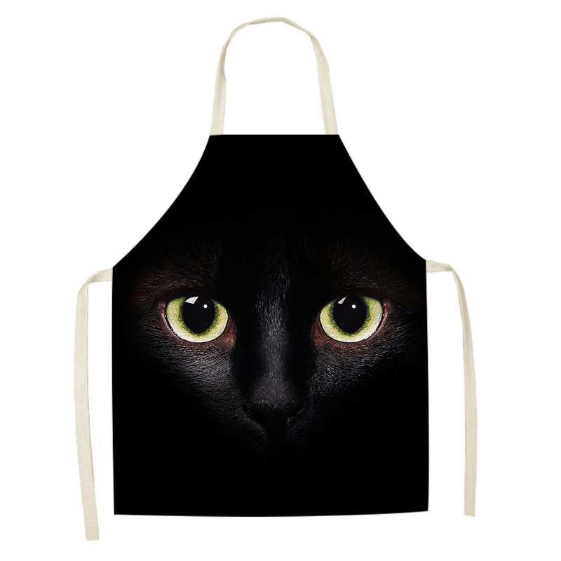 Cute Black Cat Apron Oil Proof Waterproof (06)