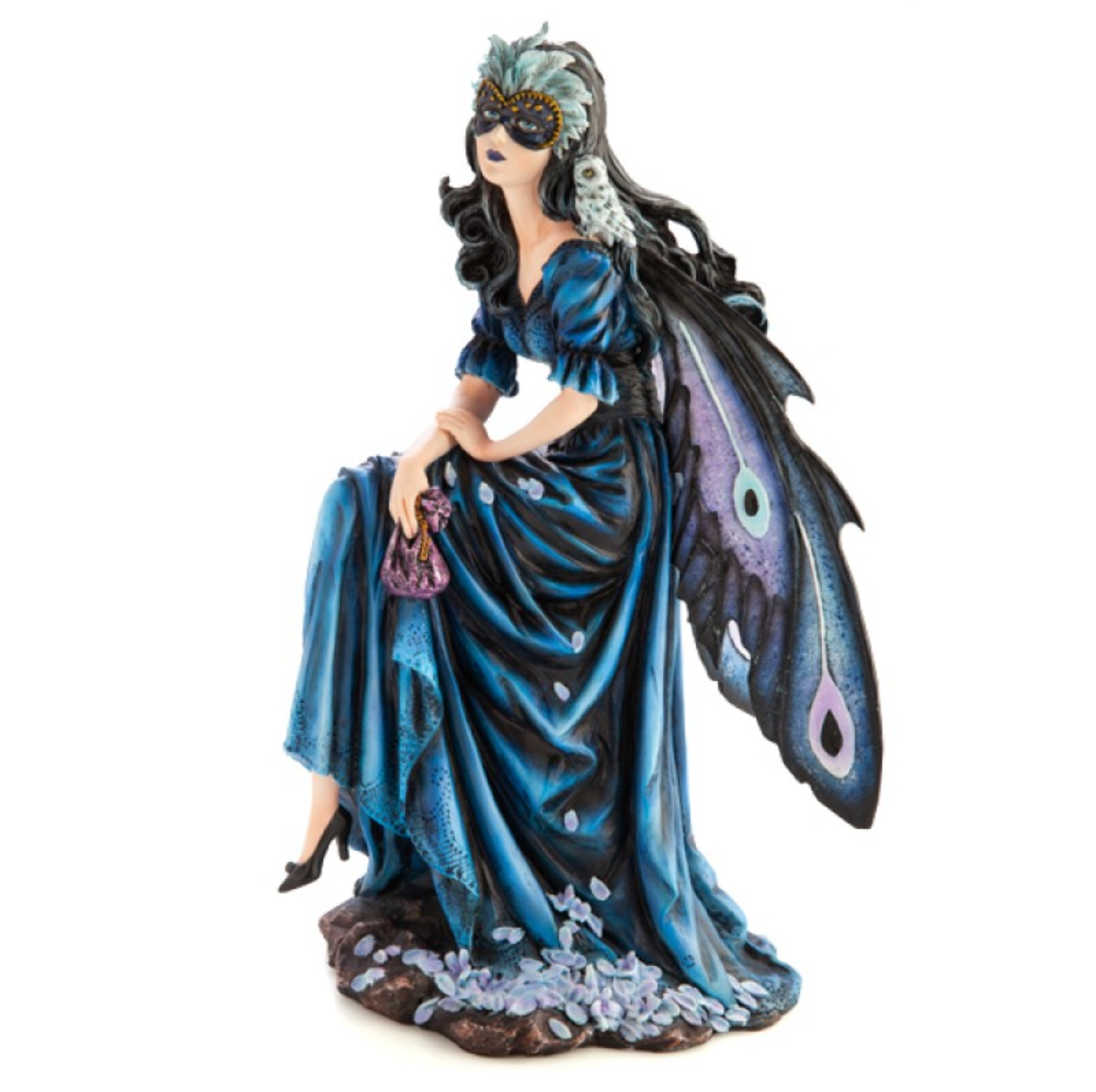 Large Masquerade Fairy with Snowy Owl Figurine