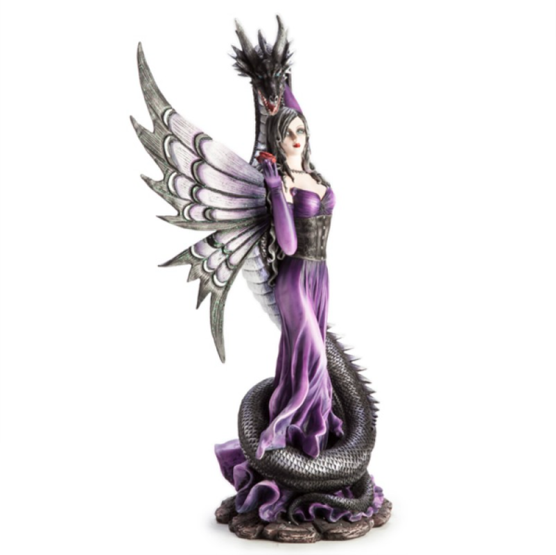 Purple Fairy with Black Serpent Figurine