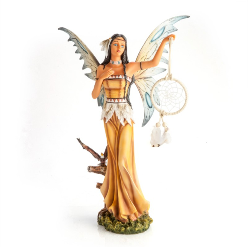 Fairy with Dreamcatcher and Eagle Companion Figurine