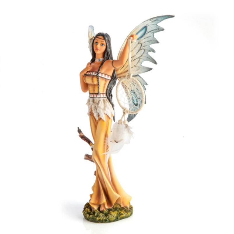 Fairy with Dreamcatcher and Eagle Companion Figurine