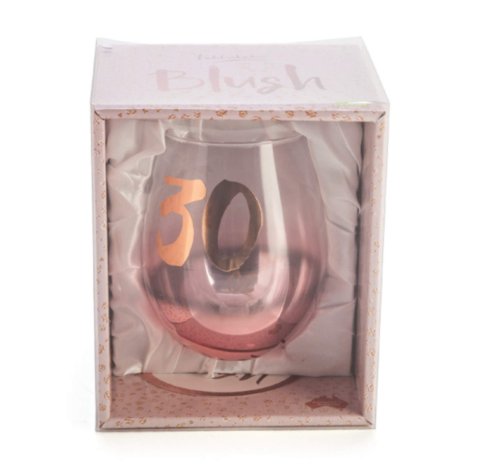 30th Birthday Blush Stemless Glass