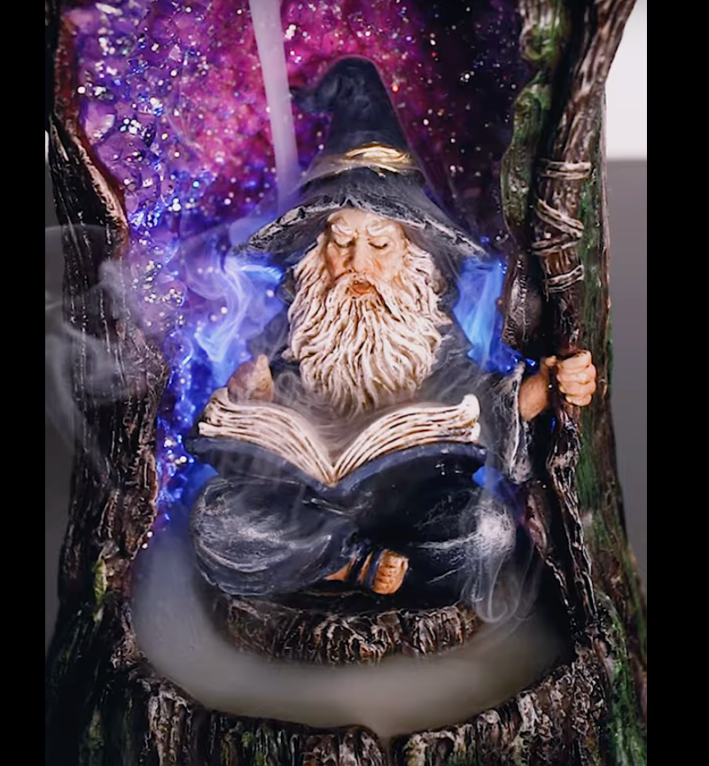 Wizard in Geode Tree LED Backflow Incense Burner