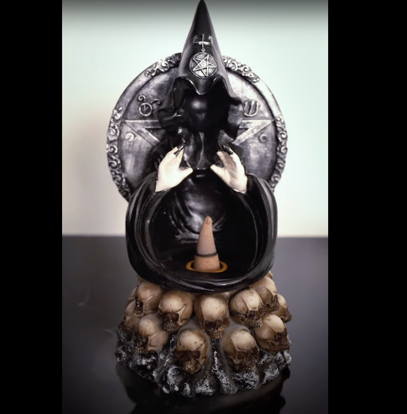 Hooded Baphomet & Skulls Backflow Incense Burner