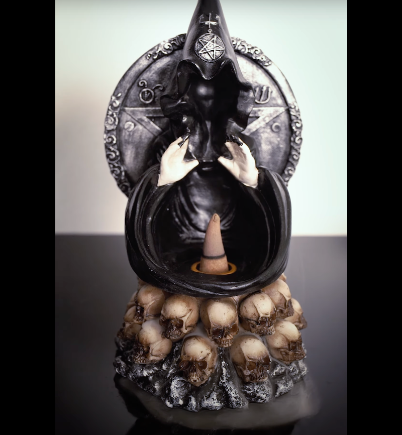 Hooded Baphomet & Skulls Backflow Incense Burner