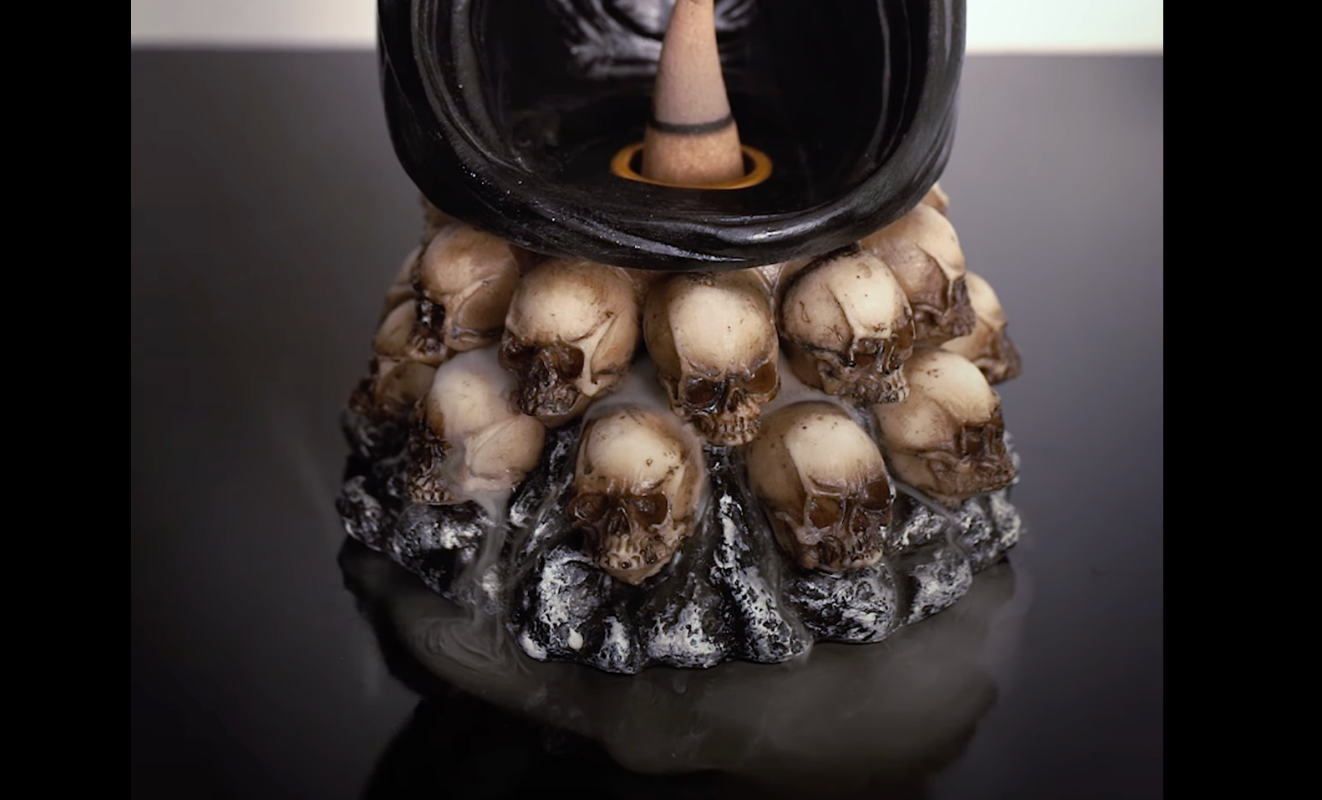 Hooded Baphomet & Skulls Backflow Incense Burner