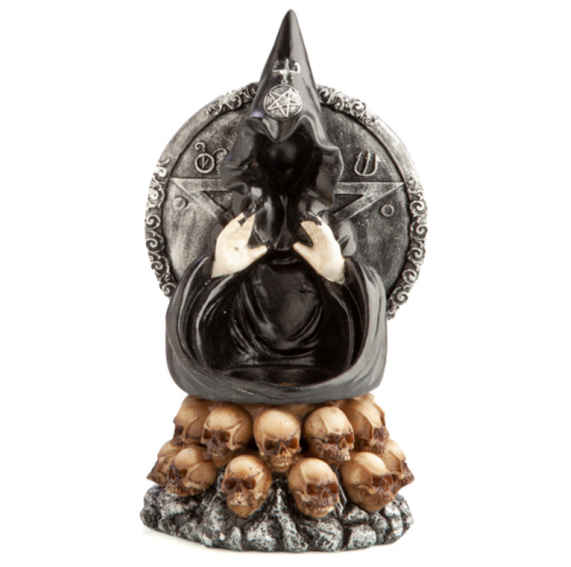 Hooded Baphomet & Skulls Backflow Incense Burner