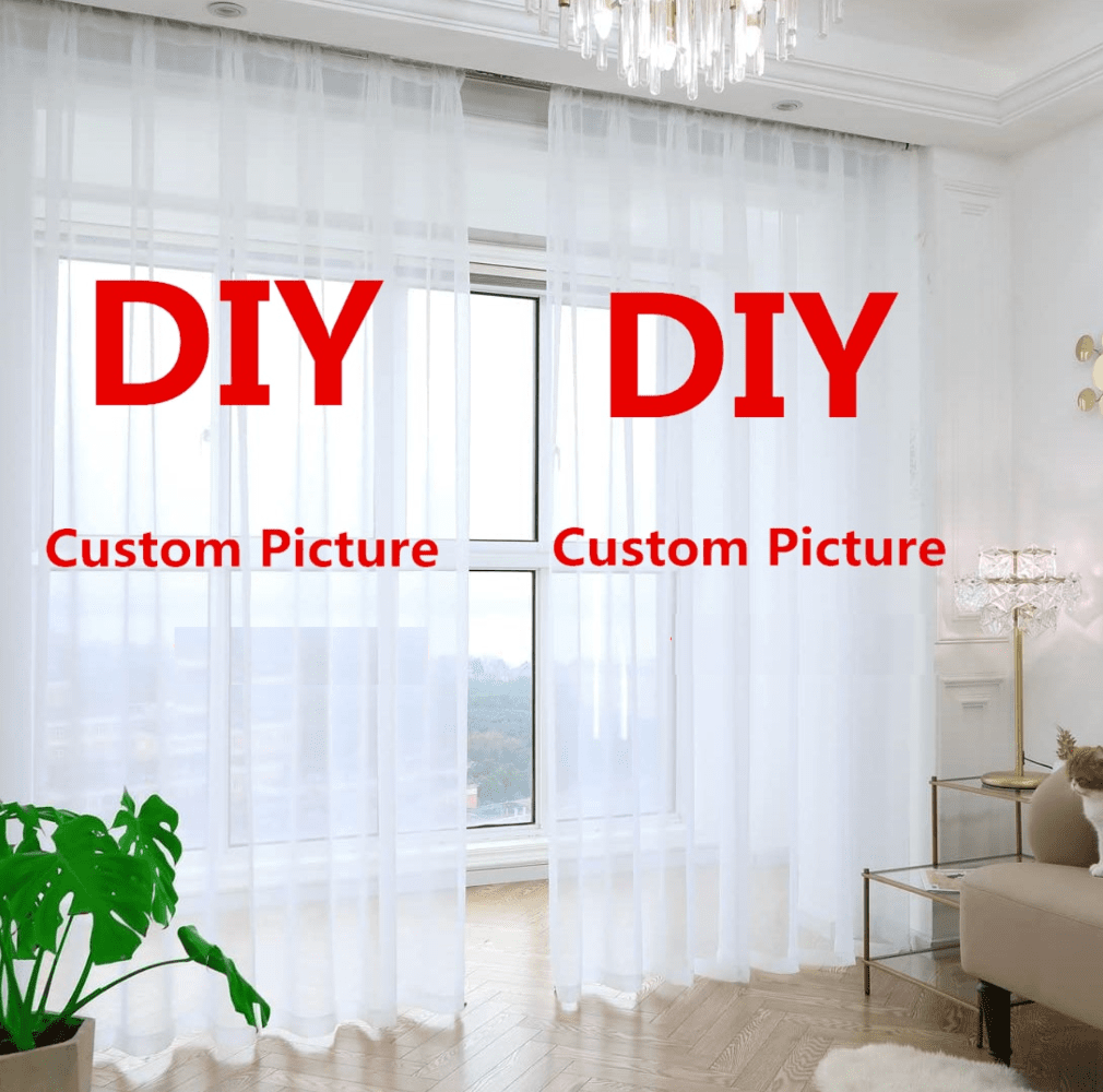 Custom Sheer Voile Printed Tulle Curtains x 1