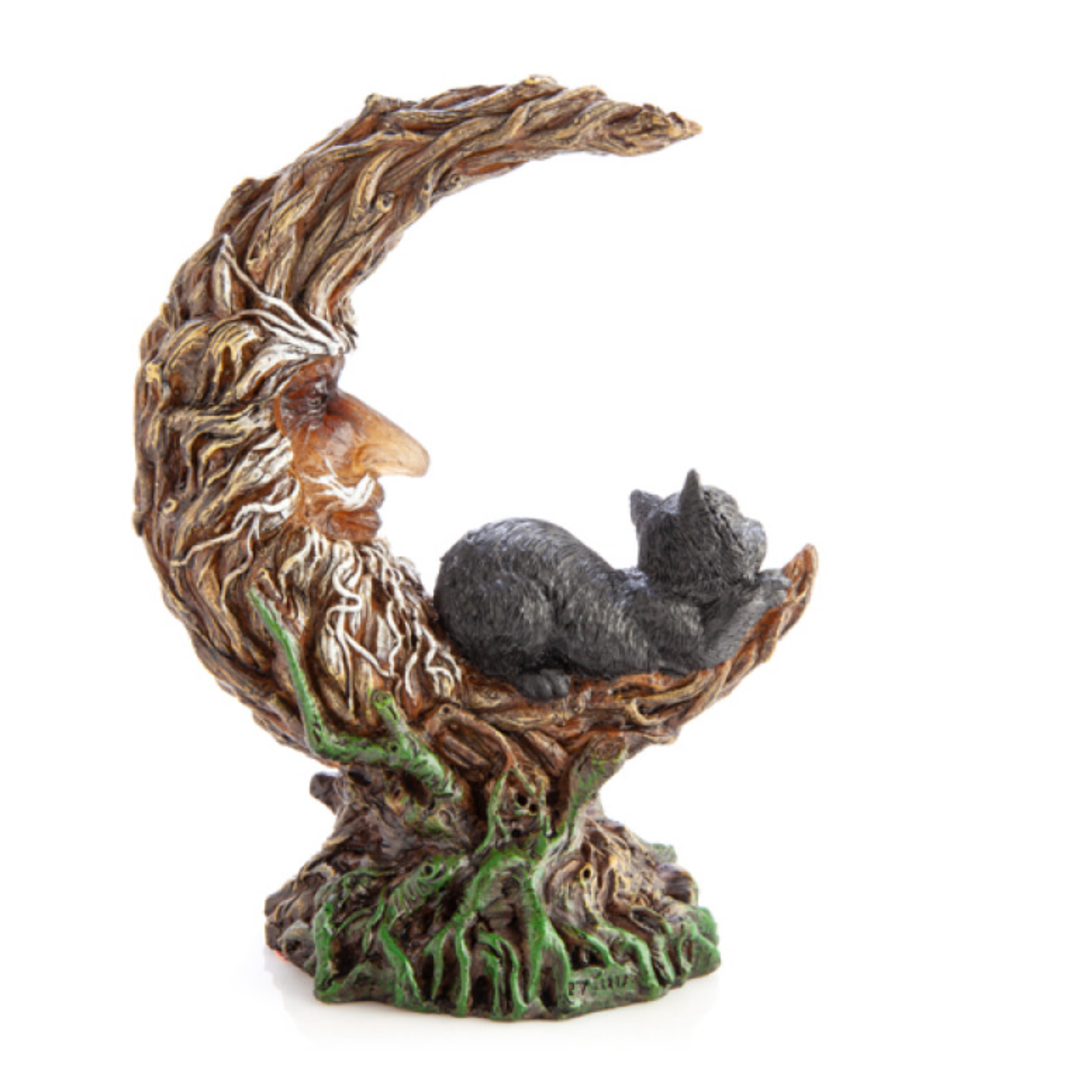 Black Cat Crescent Moon Tree LED Light