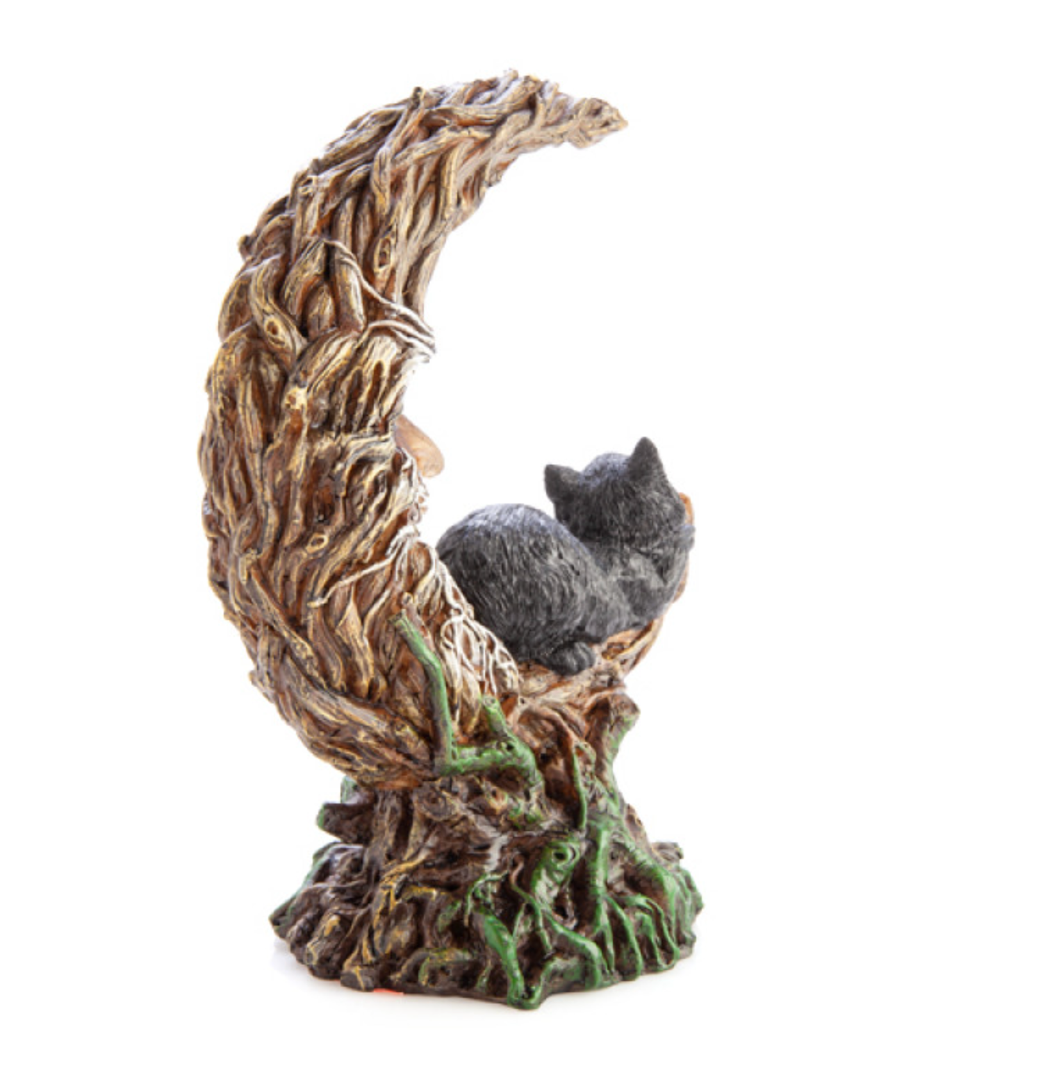 Black Cat Crescent Moon Tree LED Light