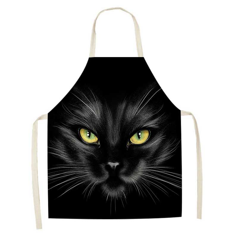 Cute Black Cat Apron Oil Proof Waterproof (08)