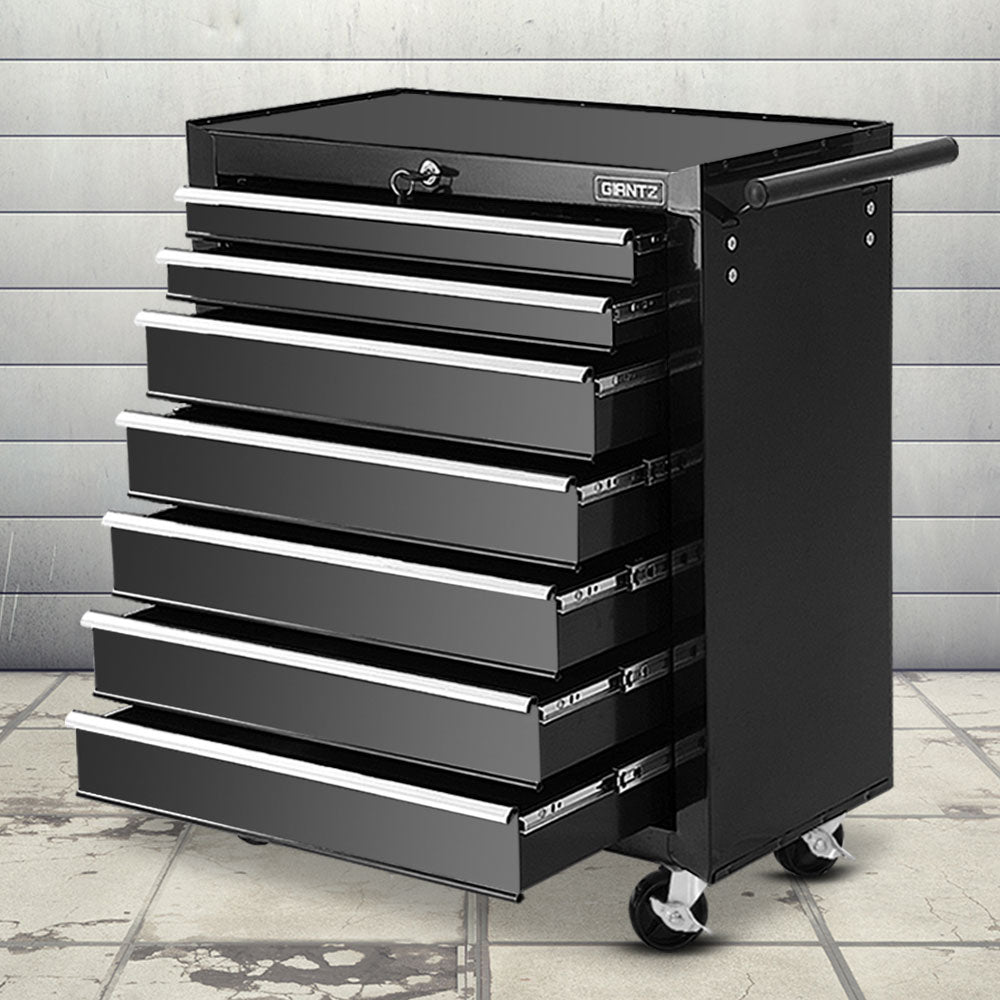 Giantz 7 Drawer Tool Box Cabinet Chest Trolley Storage Garage Toolbox Black