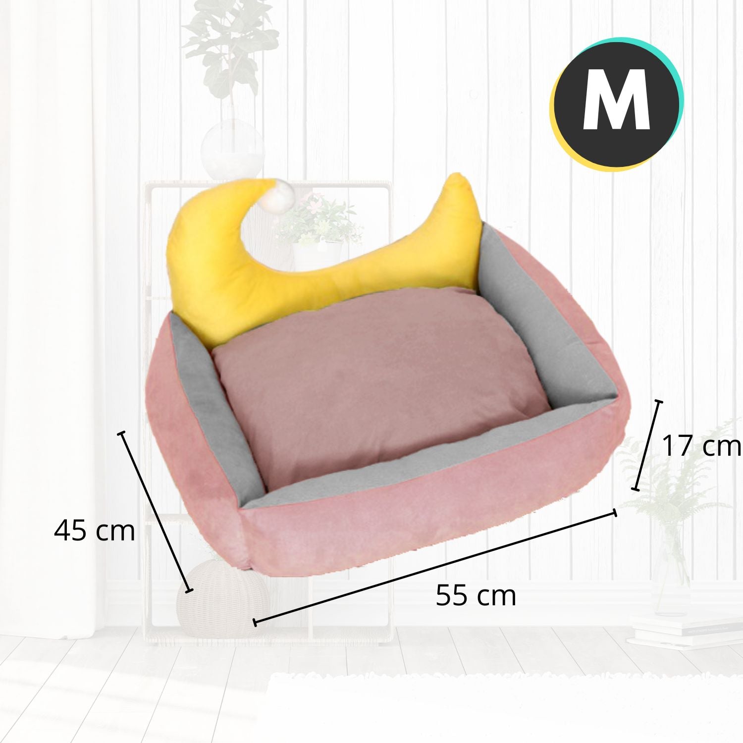 Floofi Pet Bed Moon Design (M Pink)