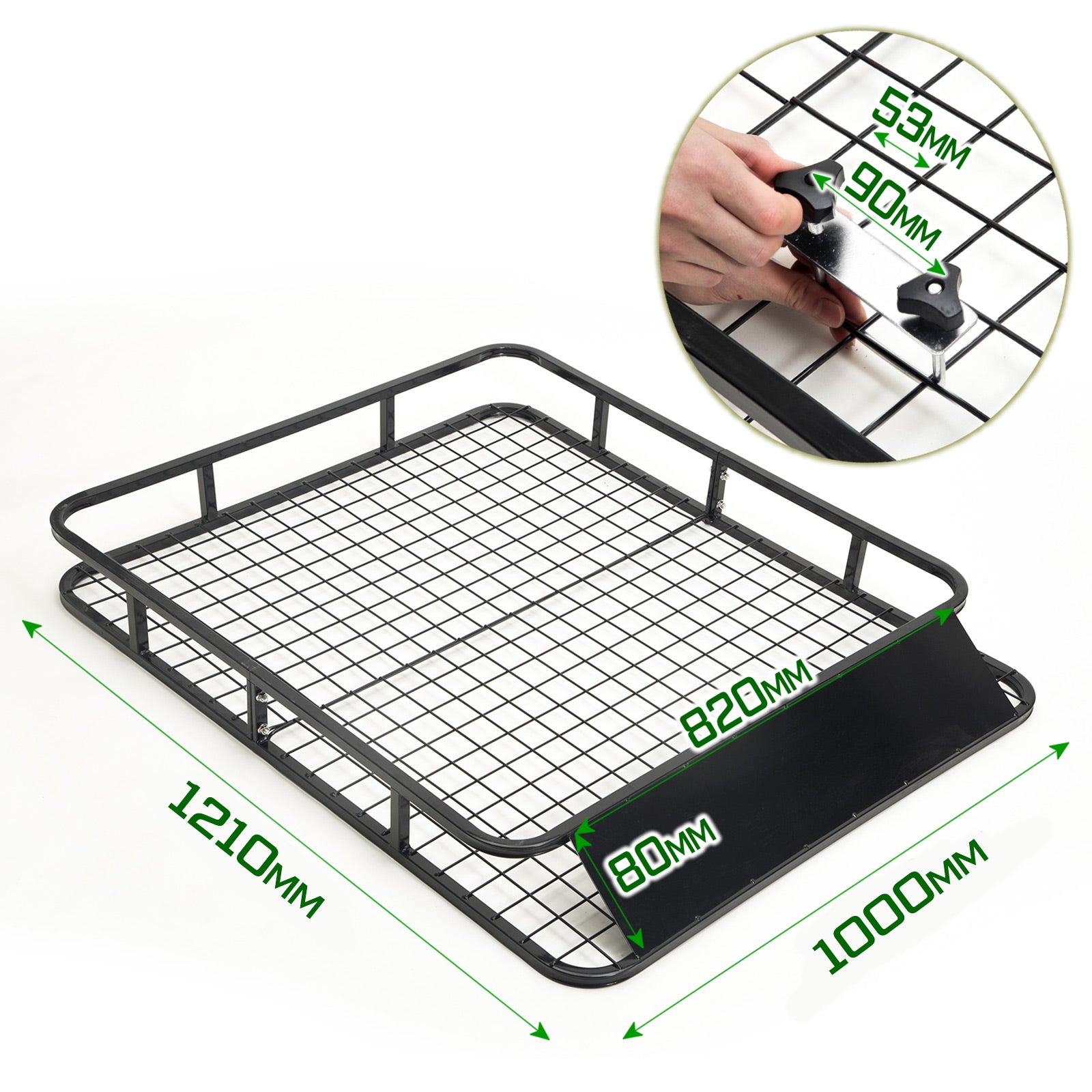 Steel Roof Rack Luggage Carrier Basket 4WD 121cm BLACK