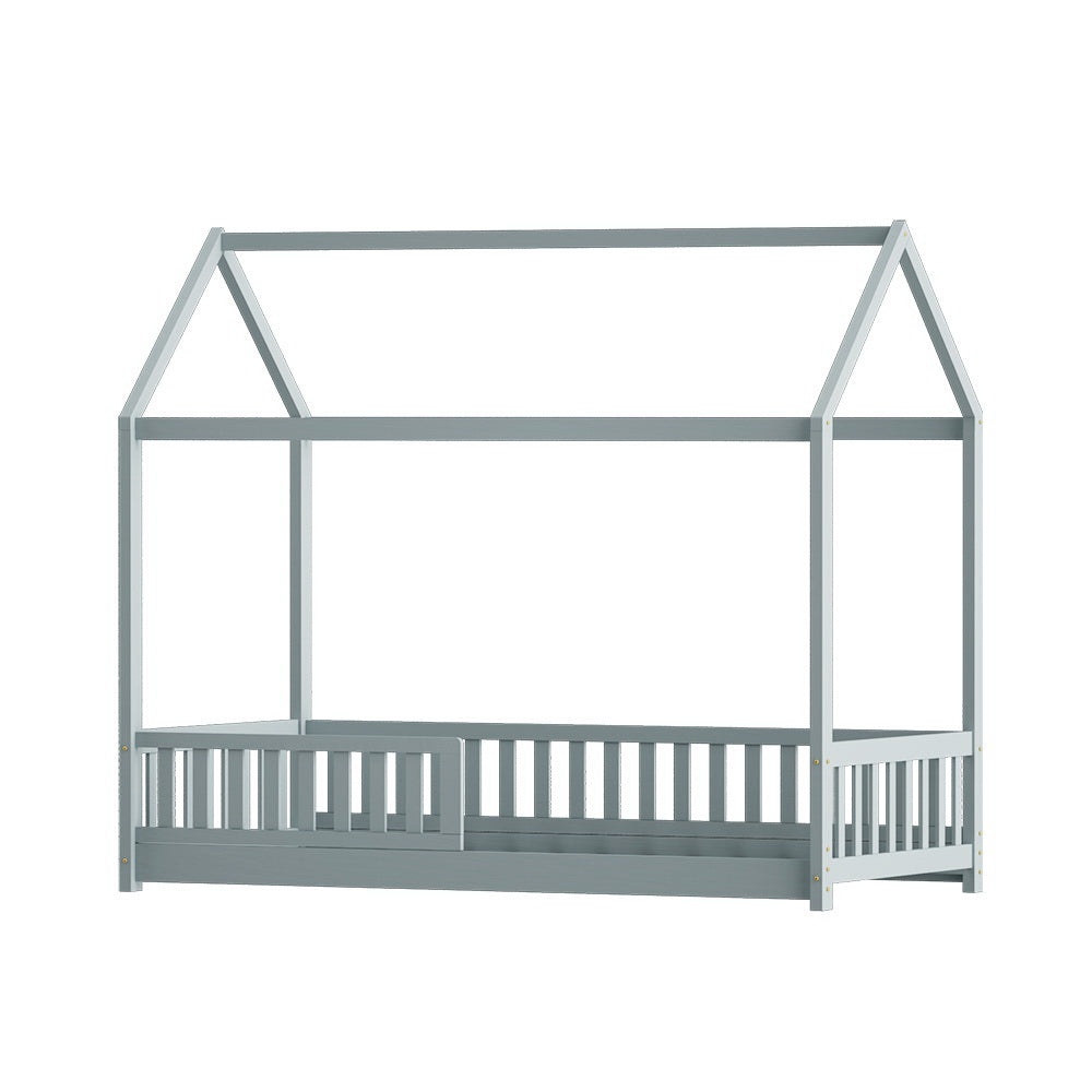 Artiss Bed Frame Wooden Kids House Frame Oak ROCK