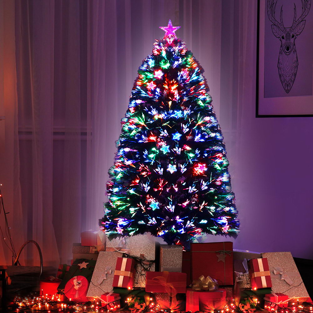 Jingle Jollys 1.2m Christmas Tree Optic Fibre LED Xmas tree Multi Colour